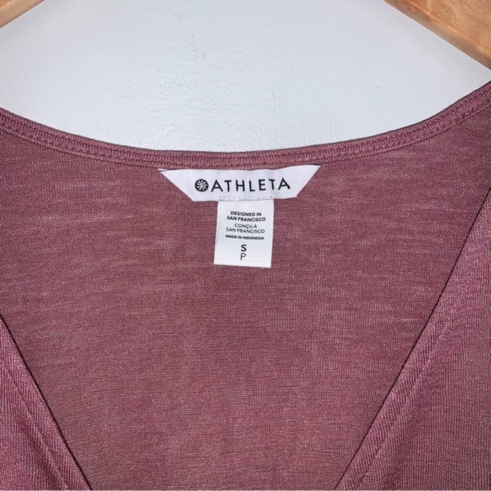 Athleta Breezy‎ Wrap Tank Top Women’s Size Small Pink Tawny Rose Ruching V-Neck - Picture 7 of 9